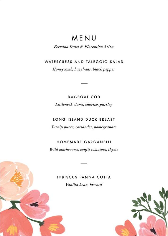 Pastel Petals Menu