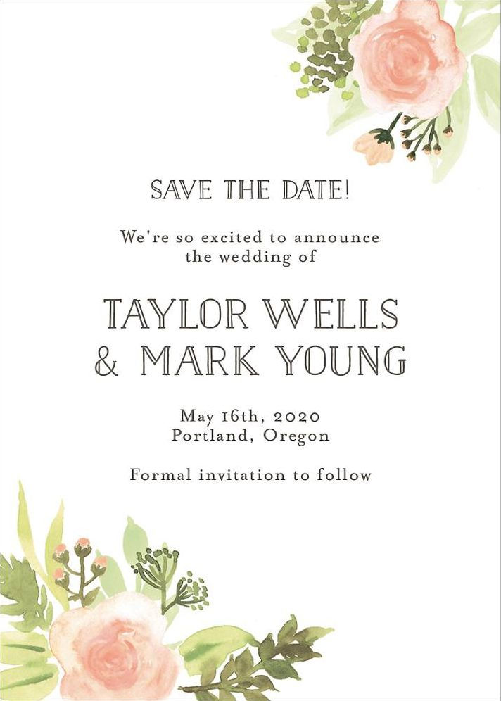 Painted Floral Save The Date