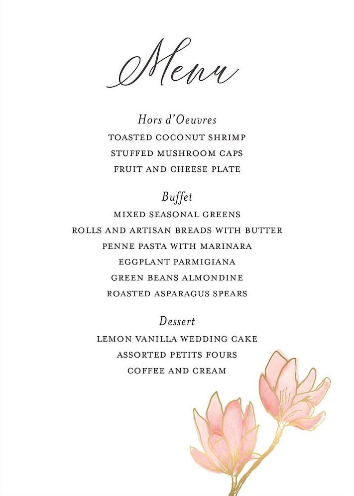 Painted Magnolia Menu