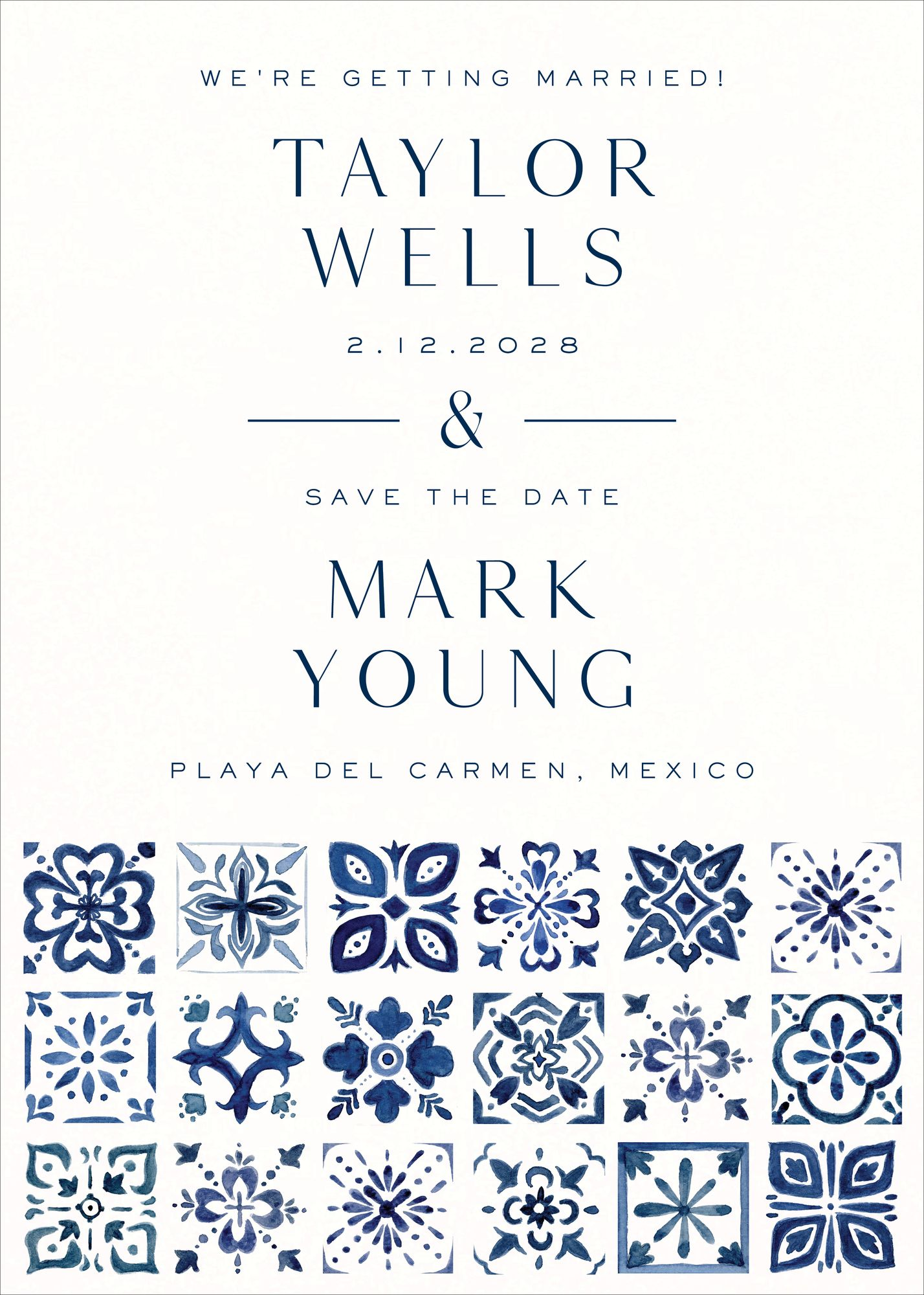 Indigo Riviera Tile Save the Date